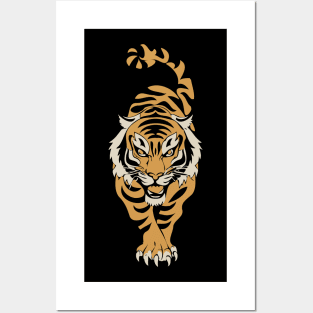 Japanese Tiger Black Posters and Art